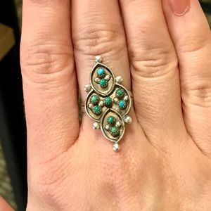 Vintage Turquoise Native American Sterling Ring